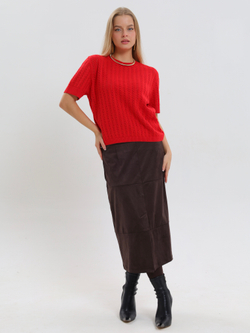 Ажурная футболка с вертикальными полосами