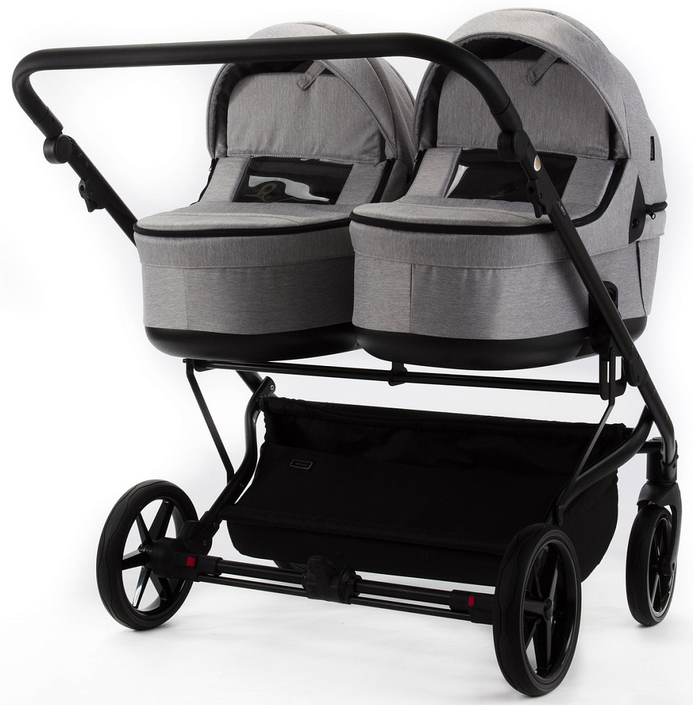 Детская коляска для двойни Adamex Leo Duo 3 в 1 TK01 (СВЕТЛО-СЕРЫЙ)