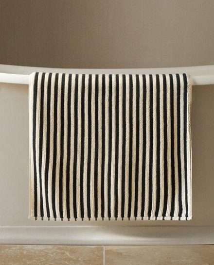 Zara Home - Цветной полосатый коврик для ванной комнаты, черный, 80x120 см