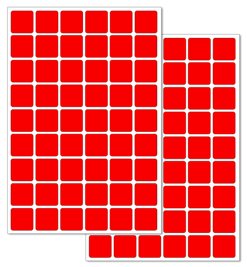 Ярко-красные виниловые наклейки для маркировки Policomprint М2, 20х20 мм. 108 шт.