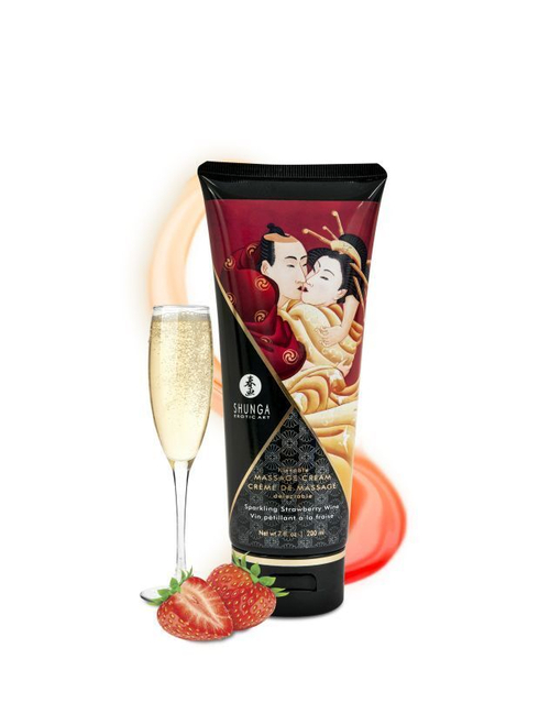 Массажный крем Shunga Sparkling Strawberry Wine, съедобный, 200 мл