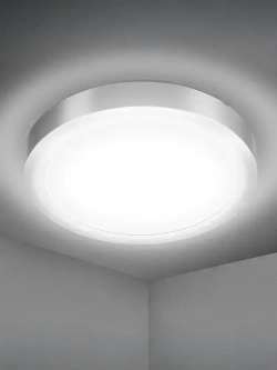 Настенно-потолочный светильник с серебряной рамкой, 18 Вт, 5000 К, для ванных комнат и кухонь площадью 10 м2