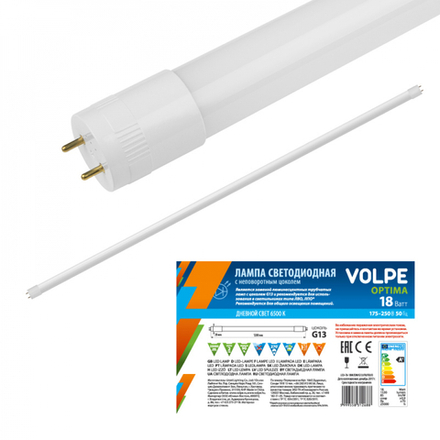 LED-T8-18W-NW-G13-FR-FIX-O Лампа светодиодная. матовый рассеиватель. Серия Optima. Белый свет 4000К. Цоколь G13 неповоротный. Рукав. ТМ Volpe.