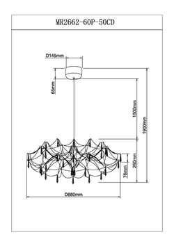Подвесная люстра светодиодная с пультом и хрустальными подвесками K9 MyFar Ersilia MR2662-60P-50СD