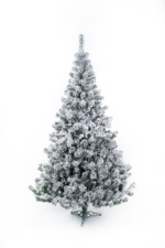 Ель искусственная Кристина 210см, флокированная, 300LED, теплый белый свет, ПЭ+ПВХ