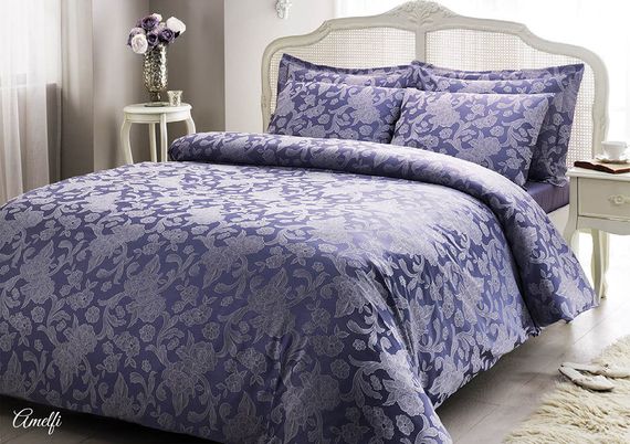 Постельное белье AMELFI синий жаккард deluxe TIVOLYO HOME Турция