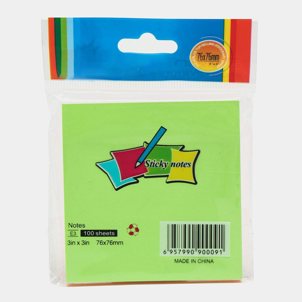 Блок для записей 76х76 мм, 100 штук, MC-Basir, Бумага для заметок (стикеры офисные липкие) разноцветные с клеевым краем, клейкие стики напоминалки, 5 цветов по 20 наклеек