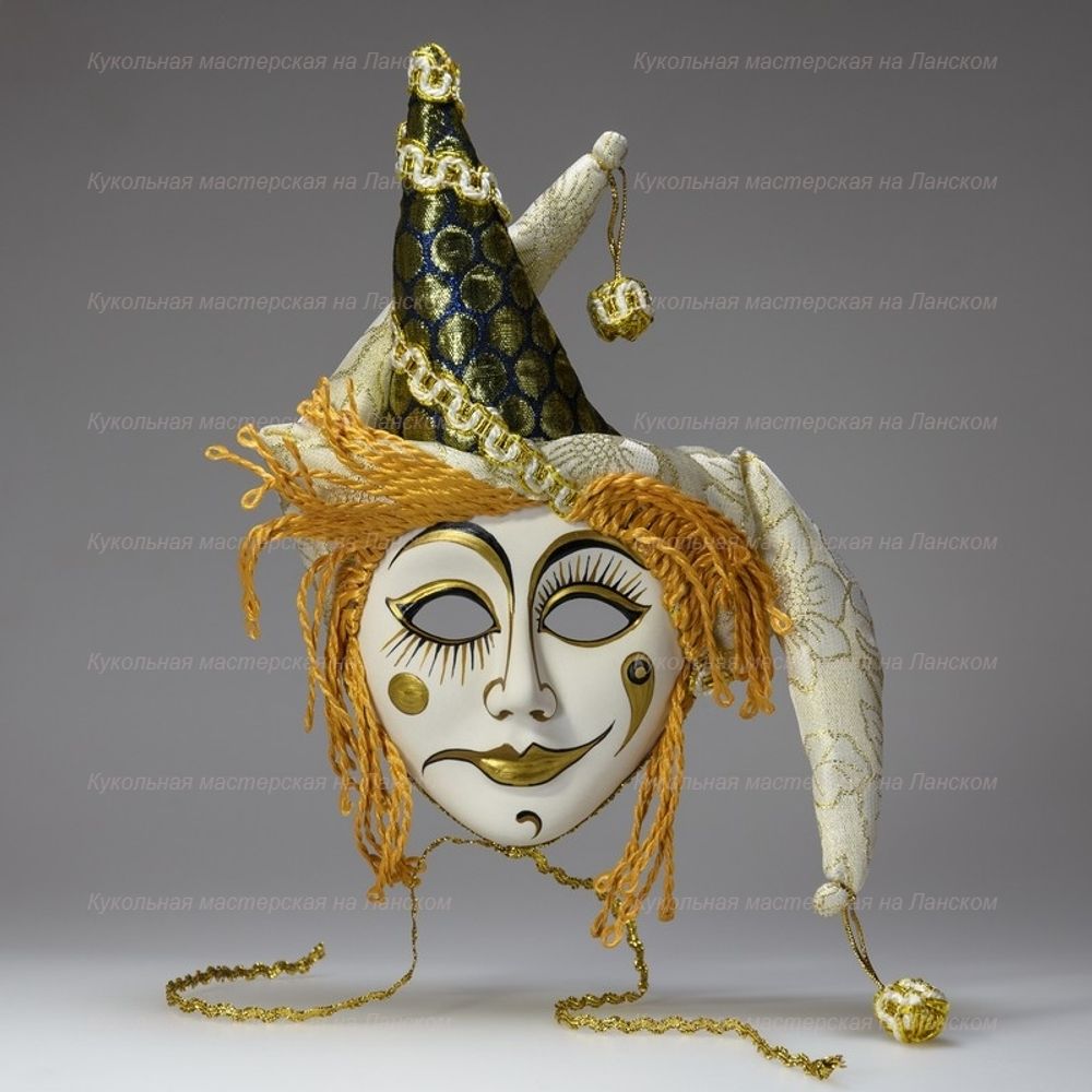 Интерьерная маска Скоморох золотой
