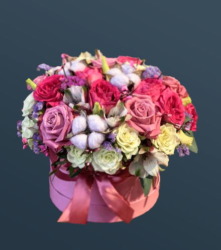 Букет в шляпной коробке Романтический жест