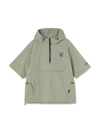 Анорак с капюшоном и короткими рукавами из нейлона