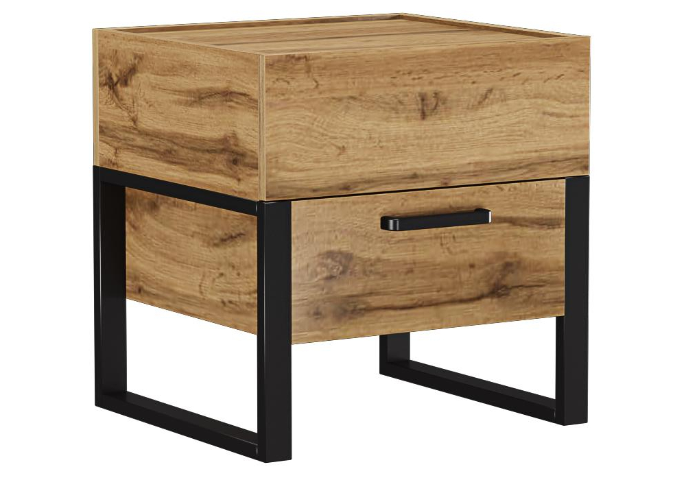 Тумба прикроватная Woodville Iris металл дуб вотан, черный муар