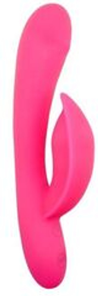 Розовый перезаряжаемый вибромассажер Sidney с функцией поглаживания - 19,5 см.