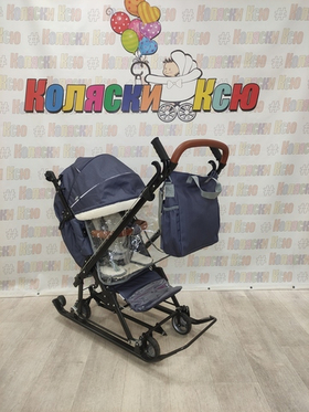 Санки-коляски "Ника детям 7-8K" в елочку синий