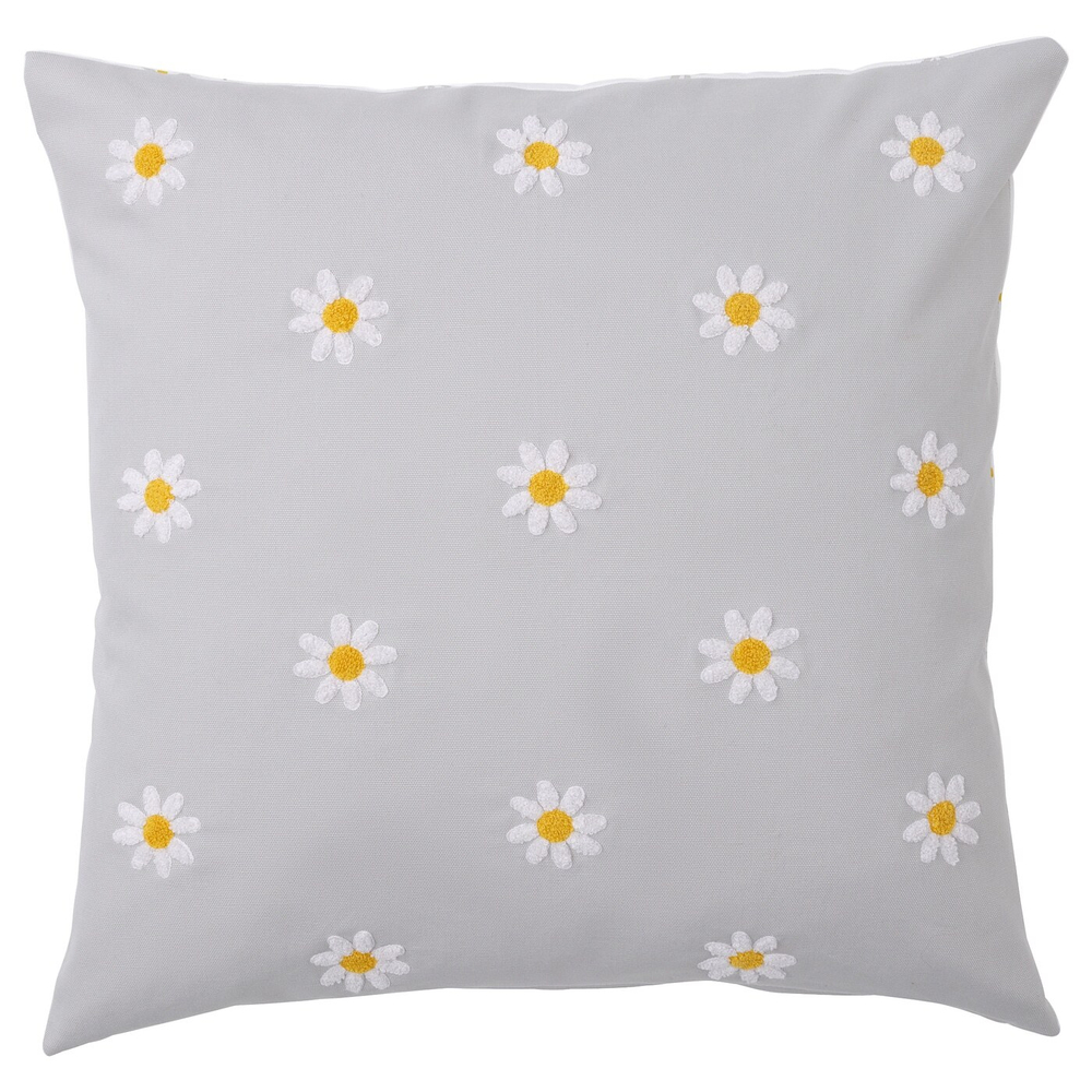 IKEA NATTSLÄNDA  (ИКЕА НАТТСЛÄНДА)  -  Наволочка, цветочный узор, серый/белый, 50x50 см