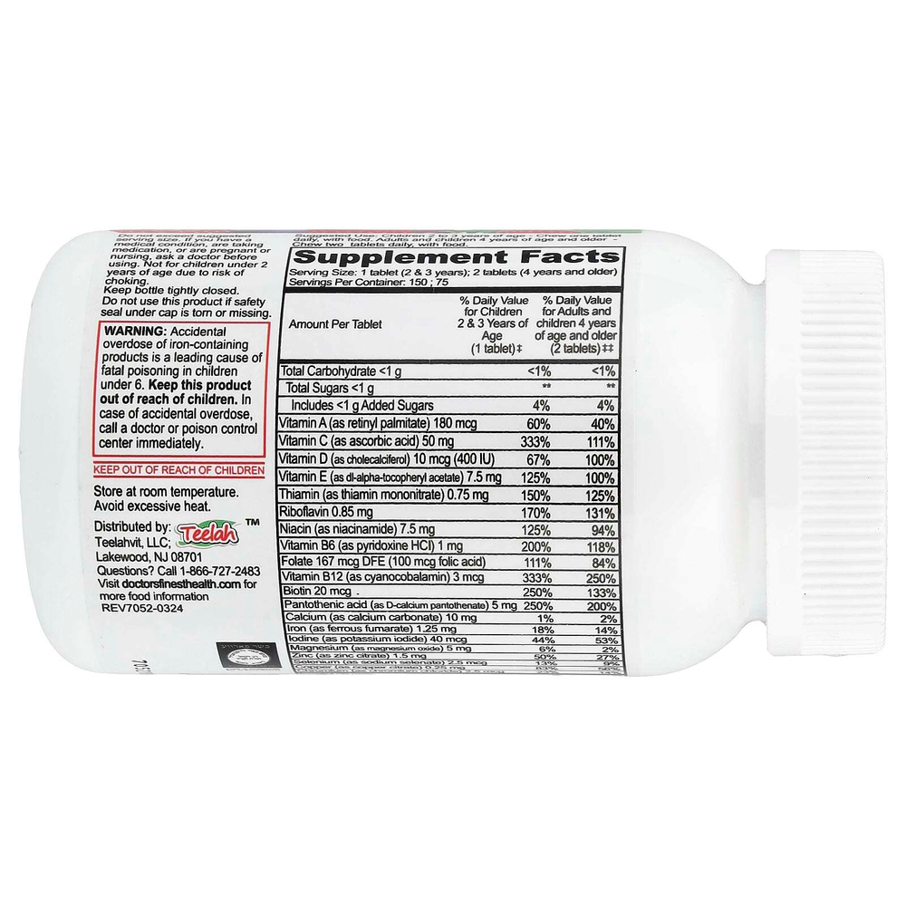 Doctor's Finest, добавка с мультивитаминами и минералами для детей, с железом, со вкусом винограда и ягод, 150 жевательных таблеток