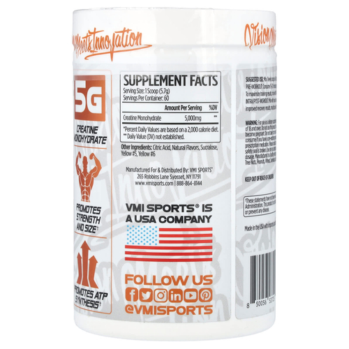 VMI Sports, Моногидрат креатина, персик и манго, 342 г (12,1 унции)