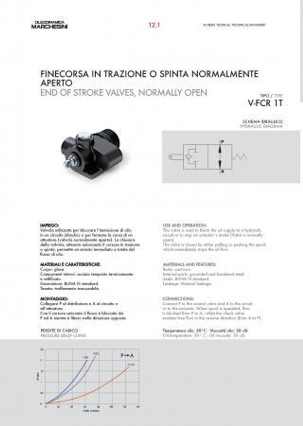 Клапан ограничения хода V-FCR 1T 120 (V0825) нормальной открытый, 120 л/мин, G3/4"