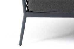 "Диего" диван 2-местный плетеный из роупа, каркас алюминий темно-серый (RAL7024) муар, роуп темно-серый круглый, ткань темно-серая 027