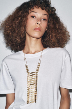 ZARA ОЖЕРЕЛЬЕ С МЕТАЛЛИЧЕСКИМИ ПЛАСТИНАМИ, ЗОЛОТИСТЫЙ