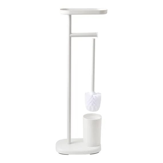 Держатель для туалетной бумаги с полочкой и ершиком slim, белый