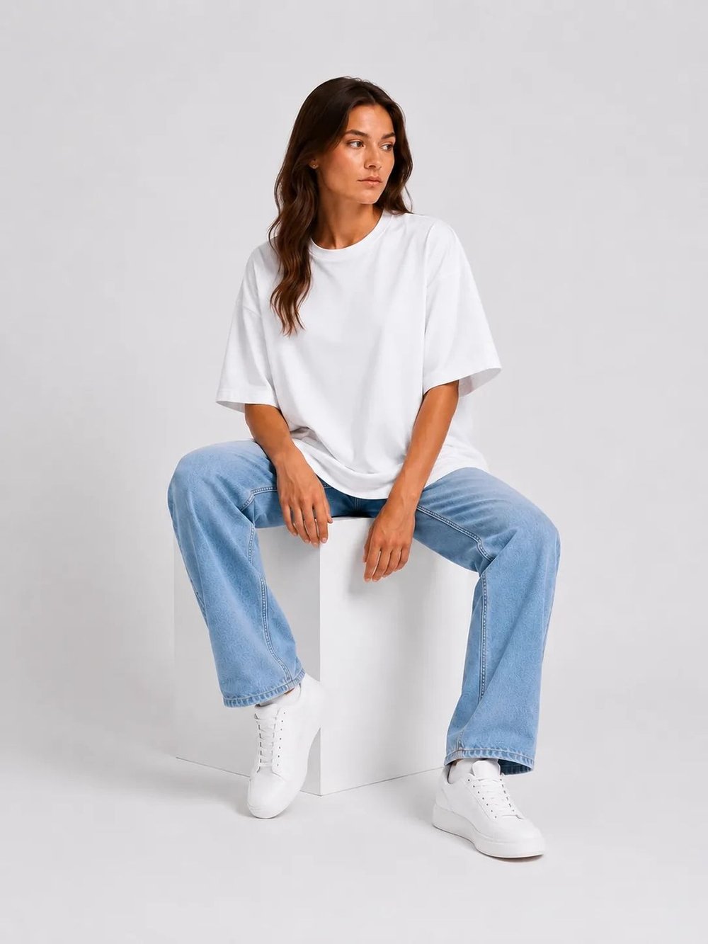 Футболка женская белая oversize M-XL