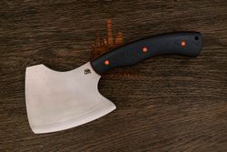 Топорик кухонный Мастерской Тать 120мм, сталь 50Х14МФ, G-10 черный (оранжевый спейсер)