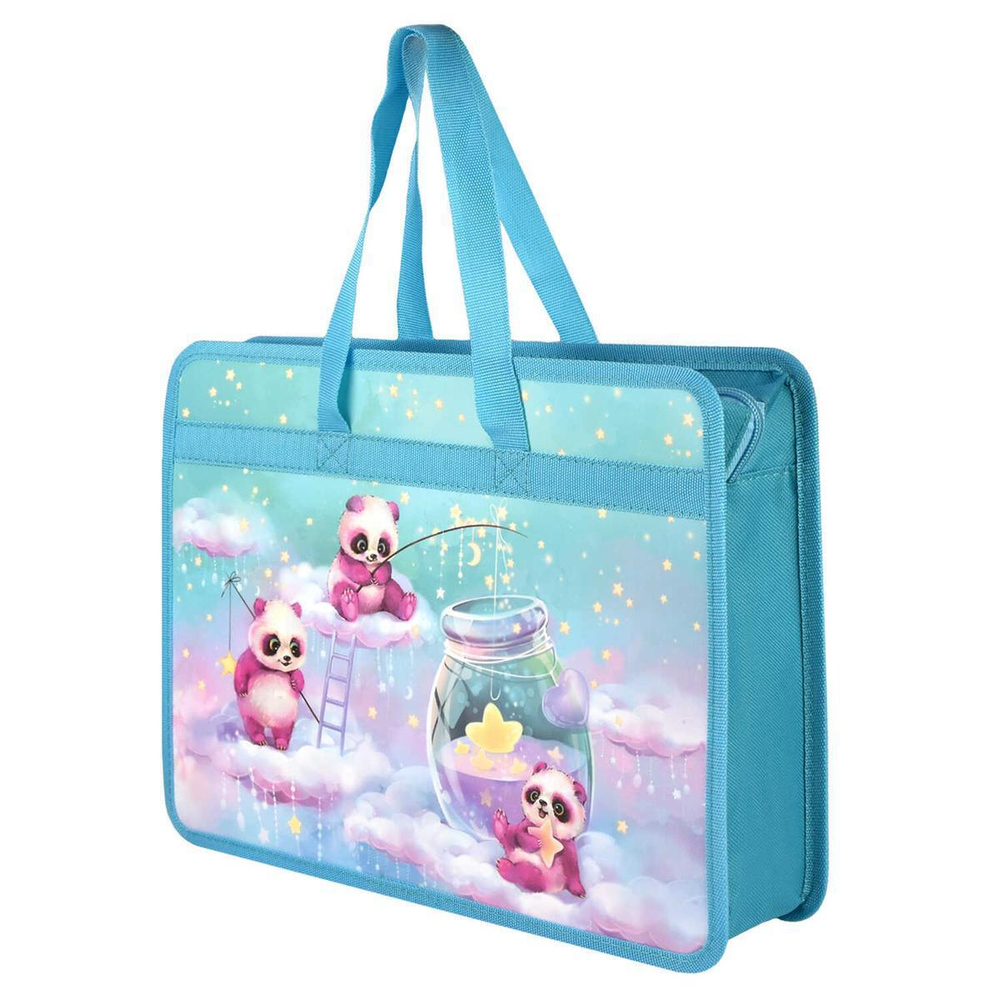 Папка для тетрадей А4 1отд. молния "Пандочки" пластик. (Феникс+)