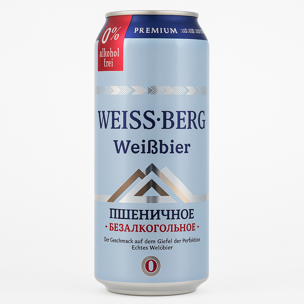 Пиво Weiss Berg Пшеничное 0,45 л безалкогольное ж/б