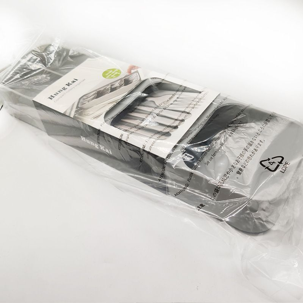 Лоток органайзер для столовых приборов 5 ячеек, сушилка для посуды, цвет серый