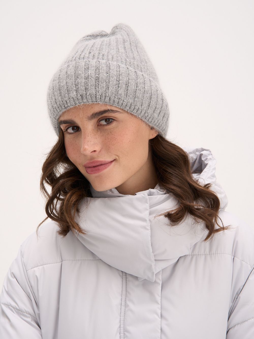 Шапка с шерстью ангоры "Серая"