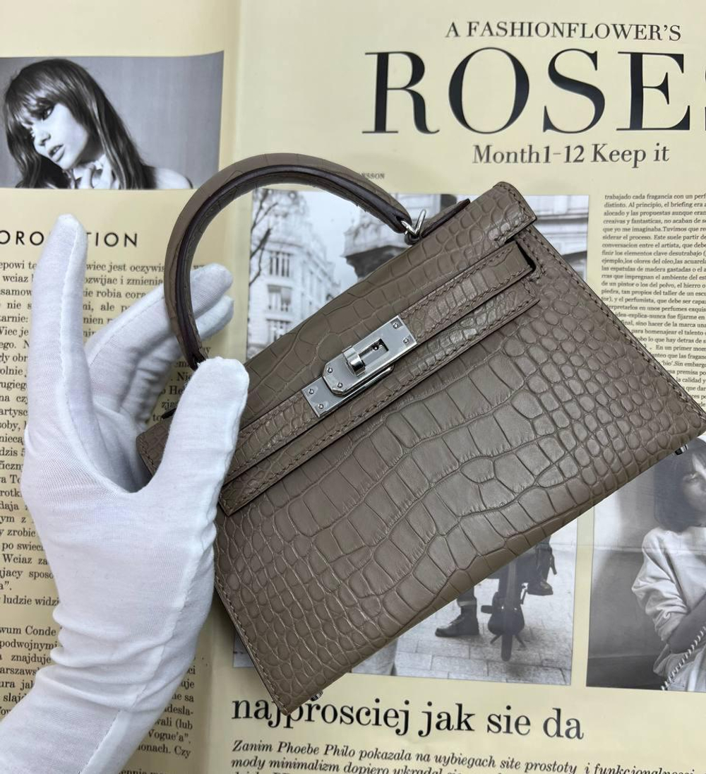 Сумка Hermes из кожи крокодила 20 см