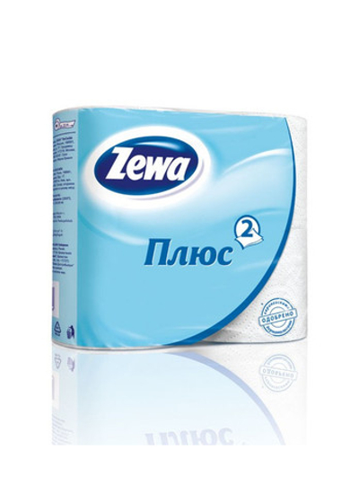 Бумага туалетная "Zewa+" (Зева) в ассортименте 2сл 4рул.  (24)