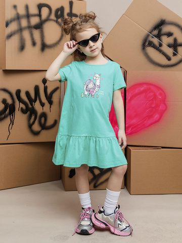 042_БК25 Платье для девочки, бирюзовый