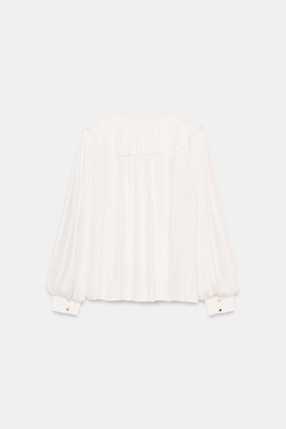 ZARA АТЛАСНАЯ БЛУЗА С ВОЛАНАМИ И ПОДПЛЕЧНИКАМИ, ЭКРЮ