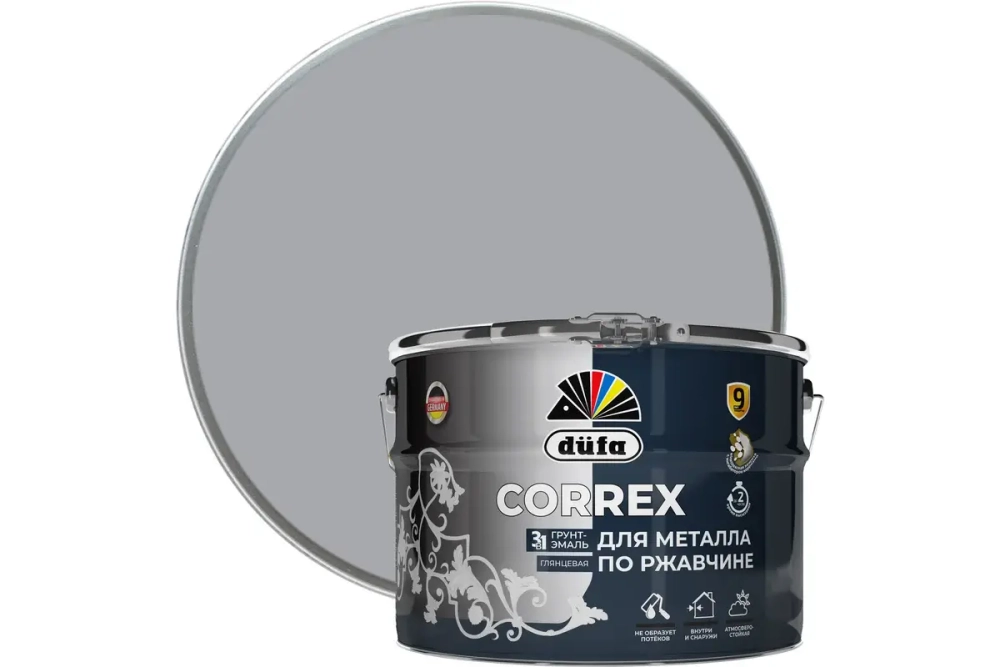 Грунт-эмаль Dufa CORREX 3 в 1 для металла по ржавчине RAL-9006 серебристый