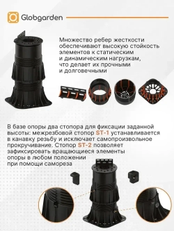 Регулируемая опора для лаг Professional OV-1 (69-120 мм) (с вершиной)-30шт