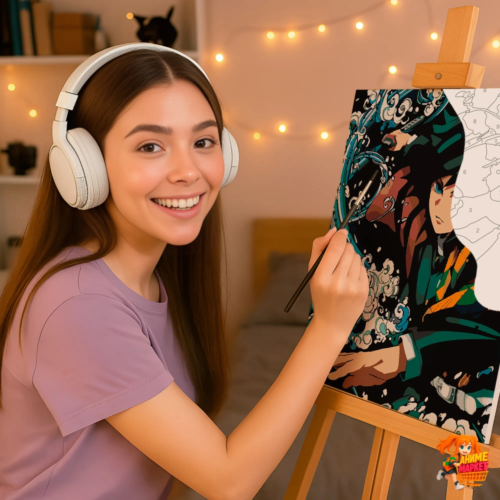 Картина по номерам Клинок рассекающий демонов Гию Томиока