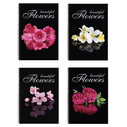 Тетрадь 96л, А4, клетка, на гребне, Brauberg Красивые цветы