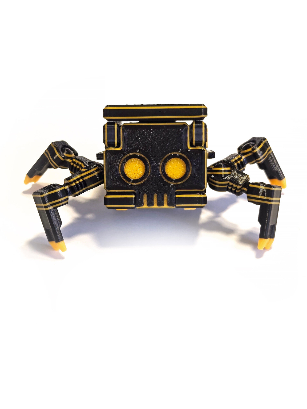 Игрушка робот-паук трансформер, 3D печать, черный с оранжевыми полосками