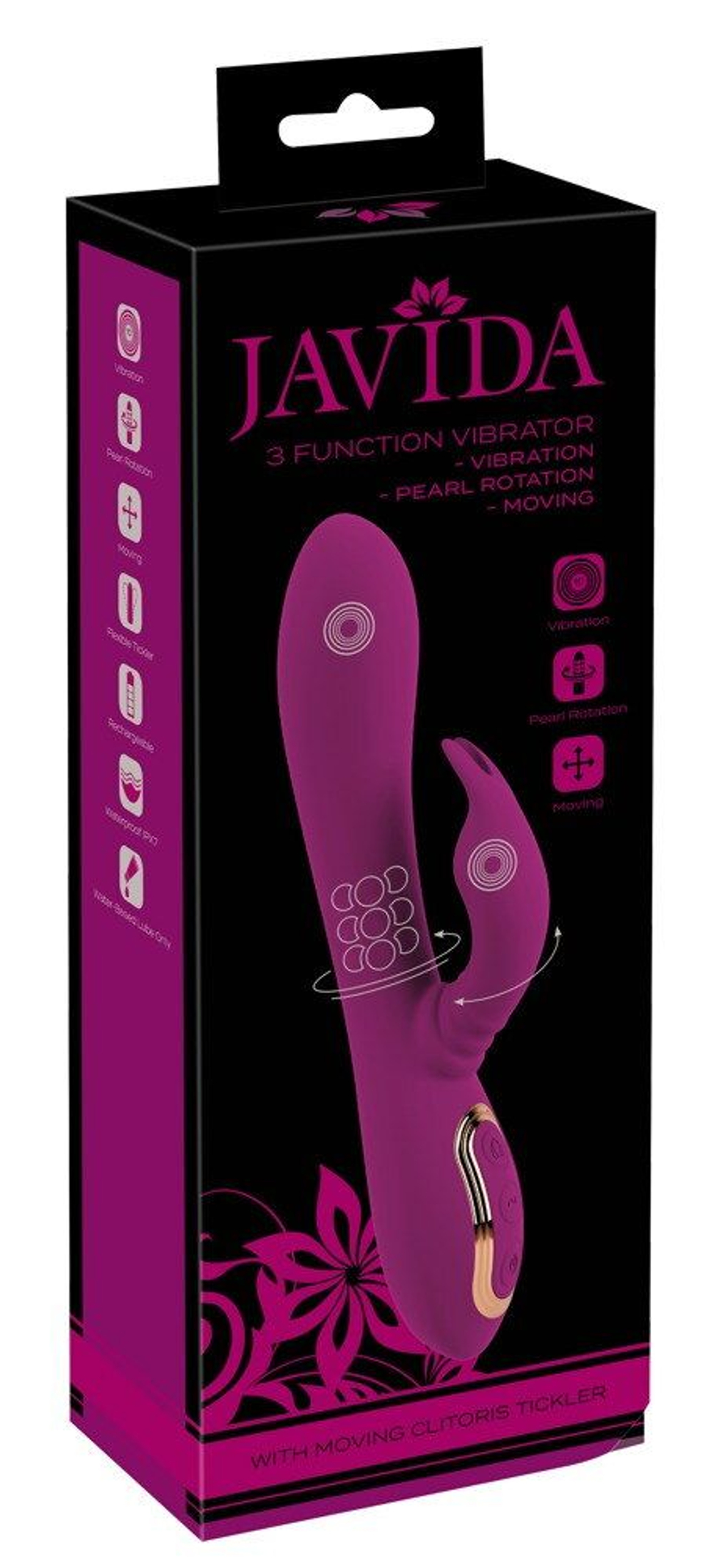 Фиолетовый вибратор 3 Function Vibrator с вращением бусин - 23 см. (Цвет: фиолетовый)