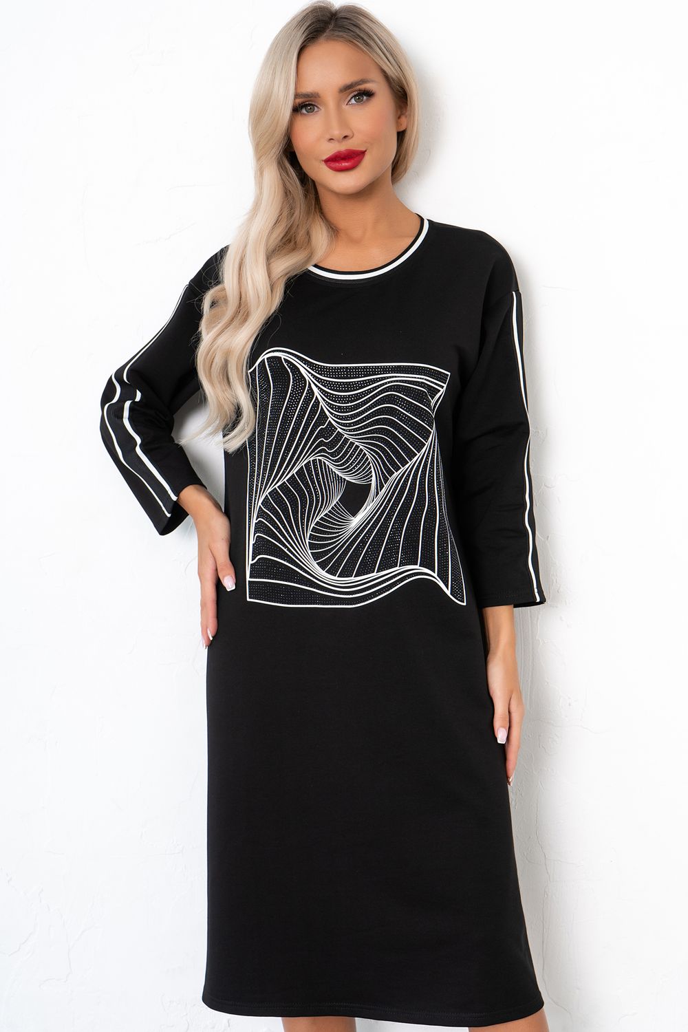 Платье в стиле Спорт-шик (черный) Р11-1228 Nikol