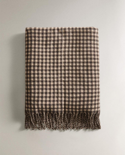 Zara Home - Клетчатый плед с бахромой, серый, 140x190 см