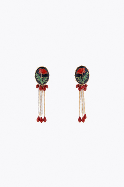 ZARA СЕРЬГИ-ПУСЕТЫ С ЦВЕТОЧНЫМ БИСЕРОМ, ЗОЛОТИСТЫЙ