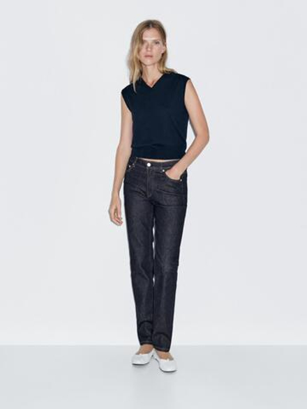 Massimo Dutti Джинсы прямого кроя со средней посадкой, темно-синий