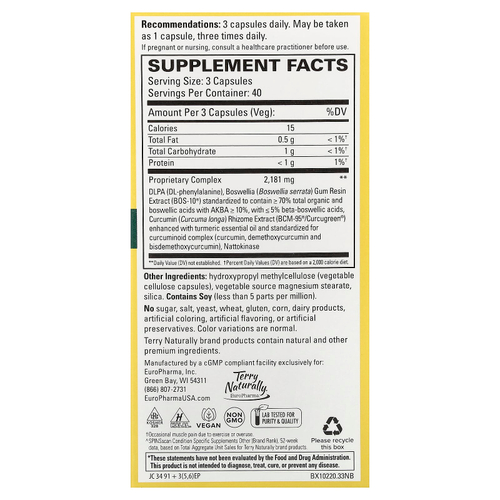 Terry Naturally, Curamin®, обезболивающее средство, 120 капсул