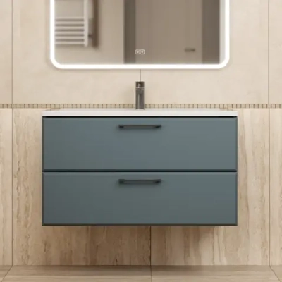 Тумба с раковиной для ванной Uperwood Foster New 90 см, подвесная, серый графит