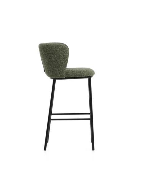 Барный стул Ciselia из темно-зеленого шенилла с ножками из черной стали