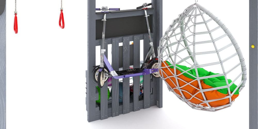 Детская площадка Савушка КУБ-2 (Серый) с подушками и коконом