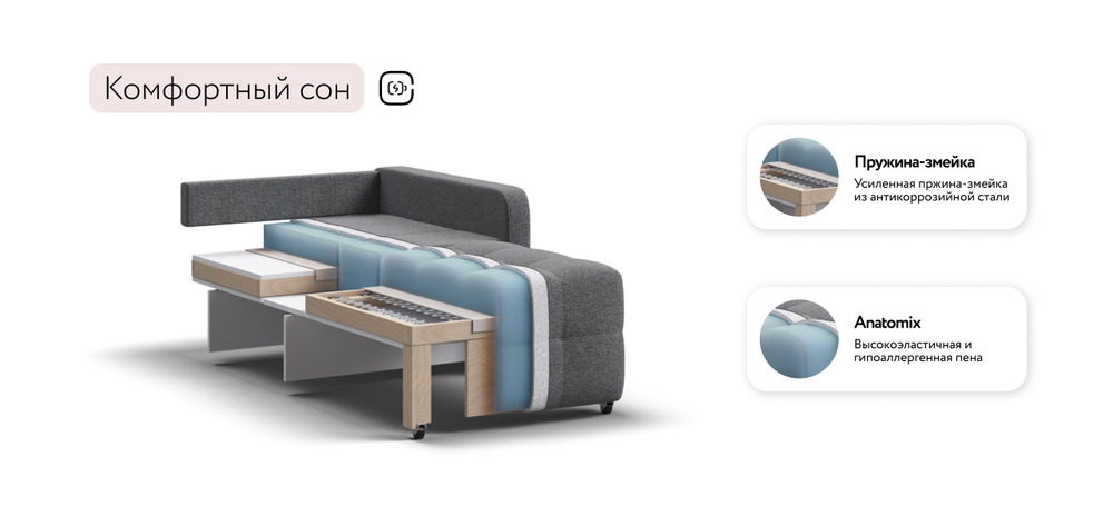 Кресло-кровать Денди Слим рогожка Мальмо серый