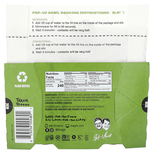 The GFB, Овсянка без глютена, фрукты, орехи и семена, 60 г (2,1 унции)